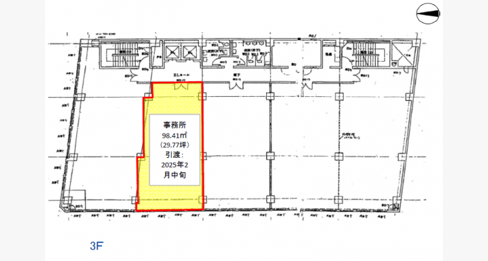O/北浜山本ビル/3F29.77T_平面図/20241017
